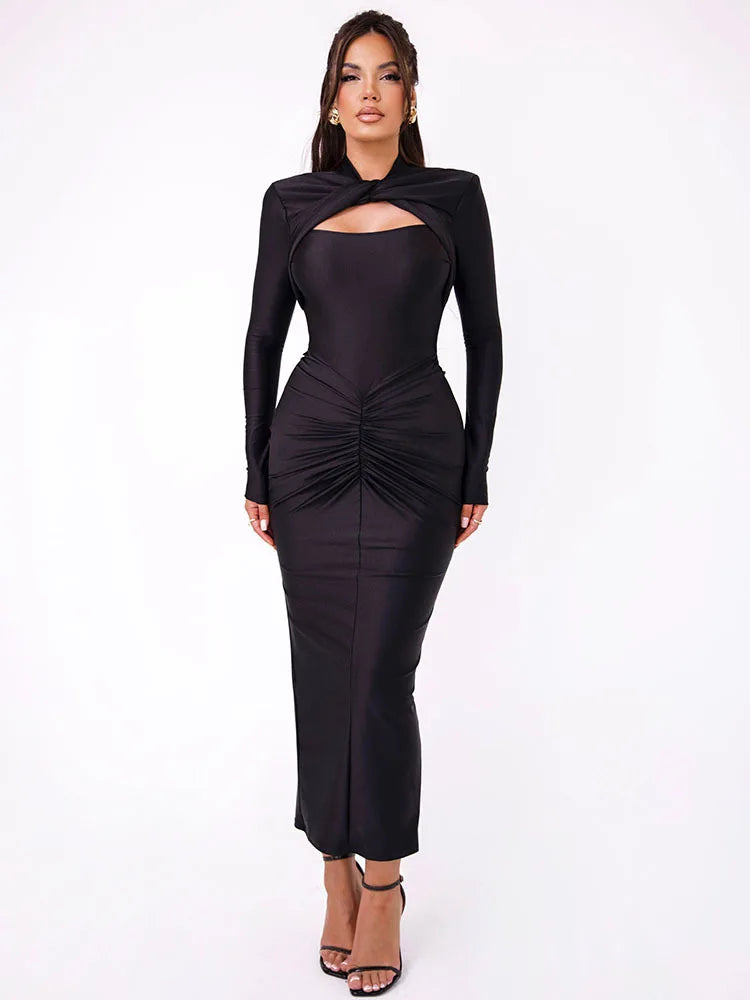 PleatLuxe Bodycon Dress